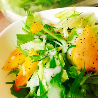 ★今日のサラダ♪水菜と柿のパリ甘サラダ！